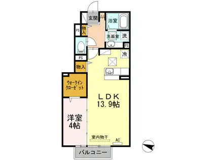 アルカディア / インペリアル アルカディア(1LDK/1階)の間取り写真