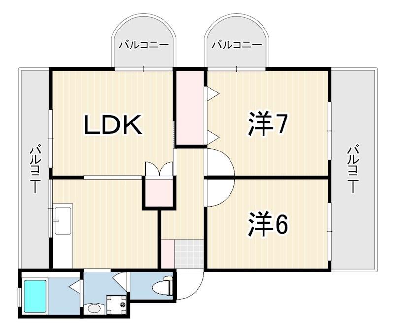 芦屋東山プリンス(2LDK/2階)の間取り写真