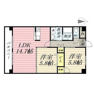 本郷マンション(2LDK/2階)の間取り写真