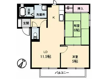 メゾン・ド・エスプリB棟(2LDK/1階)の間取り写真