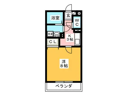 プリオール湘南(1K/1階)の間取り写真