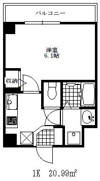 神戸国香通フュチュール(1K/2階)の間取り写真