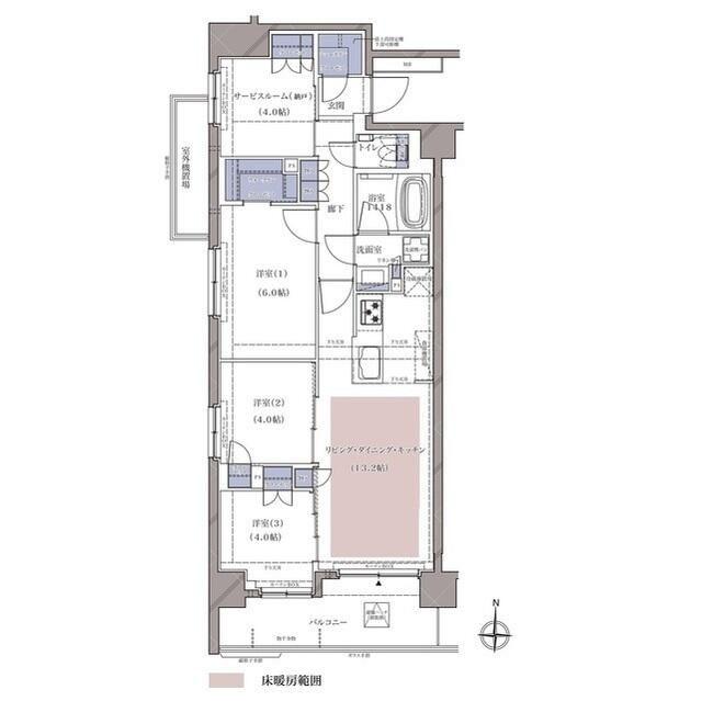 ディームス横濱青木町(3SLDK/8階)の間取り写真