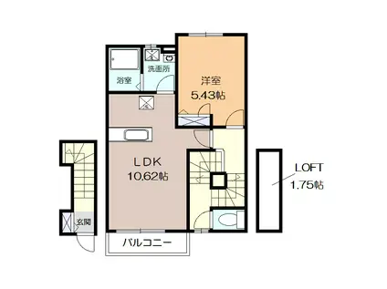 MJヒルズ(1LDK/2階)の間取り写真
