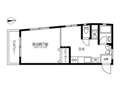 TACビル(1DK/4階)の間取り写真