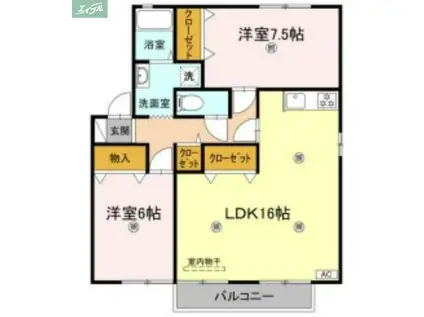 ルピナス21(2LDK/2階)の間取り写真