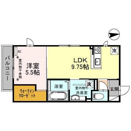 ジュネス三池(1LDK/2階)の間取り写真