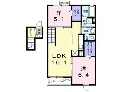 サニーウェル長嶺(2LDK/4階)の間取り写真