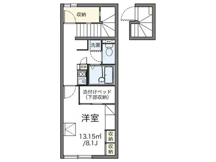 ヴィラージュ(1K/2階)の間取り写真