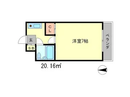 ラ・ヴァリエ(1K/2階)の間取り写真