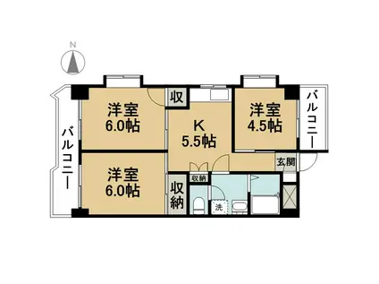 キャピタルコートVIII(3K/2階)の間取り写真