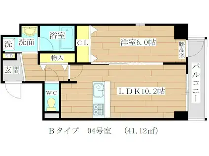 メイビスタ高槻(1LDK/4階)の間取り写真