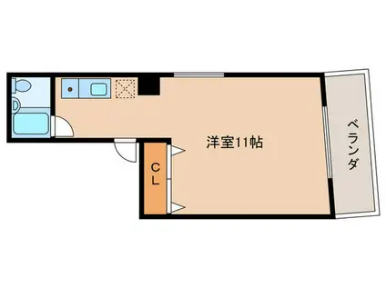 クローバ-ハイツマキノ(ワンルーム/4階)の間取り写真