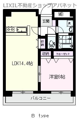 グランディール駅南(1LDK/1階)の間取り写真