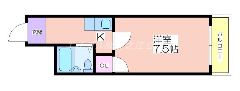 スカイハイツ中加賀屋(1K/4階)の間取り写真