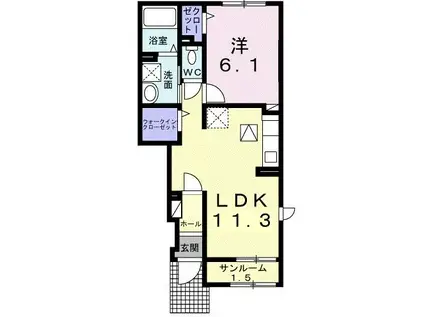 リデアル東中津A(1LDK/1階)の間取り写真