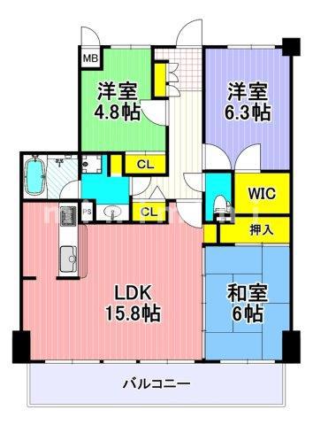 トーカンマンション新大江(3LDK/5階)の間取り写真