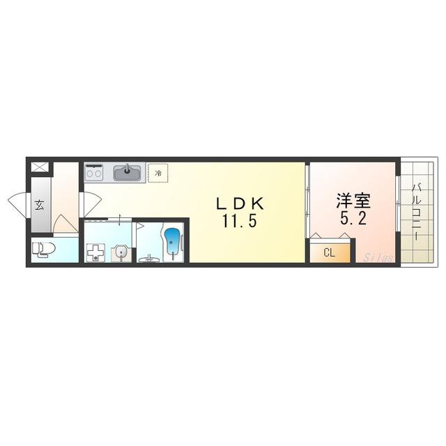 GLANZ 深井(1LDK/2階)の間取り写真