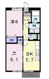 ファミール三次B棟(2DK/1階)の間取り写真