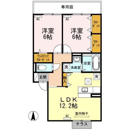 ミアータ(2LDK/1階)の間取り写真