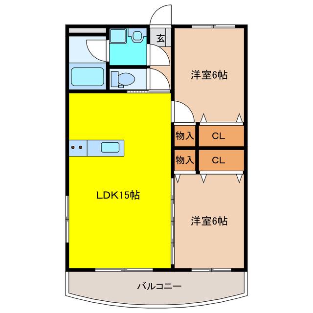 JR東海道本線 菊川駅(静岡) 車で10分 3階建 築19年(2LDK/2階)の間取り写真