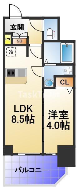 プレサンス北浜オリジン(1LDK/4階)の間取り写真