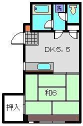 杉田ハイツ(1DK/2階)の間取り写真