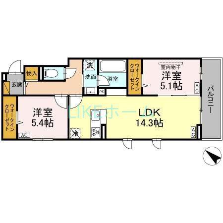 レジデンスヒルトップX XI XI(2LDK/3階)の間取り写真
