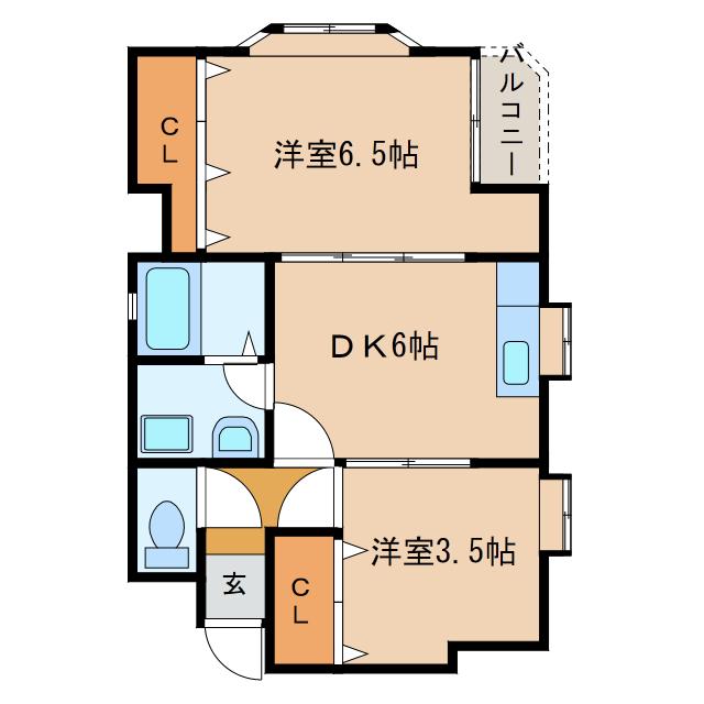 しげるビル(2DK/4階)の間取り写真