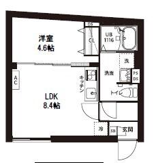 レピュア曙橋駅前レジデンス(1LDK/1階)の間取り写真