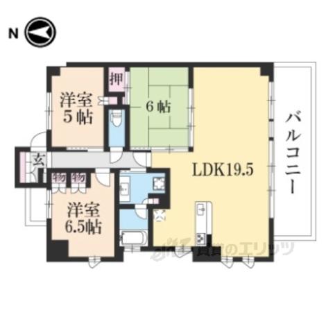 アトレ西院エルステージ(3LDK/7階)の間取り写真