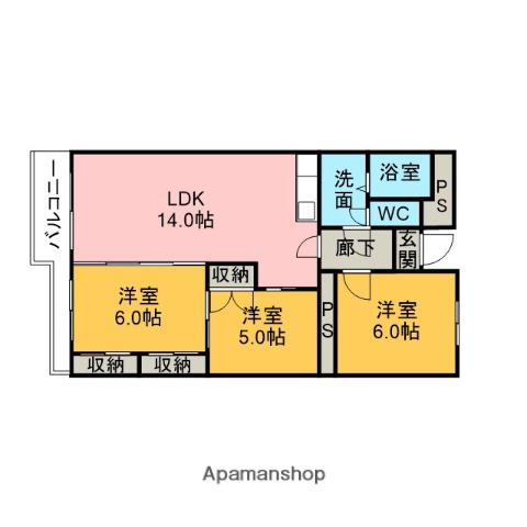 セントラルレジデンス相生苑(3LDK/2階)の間取り写真
