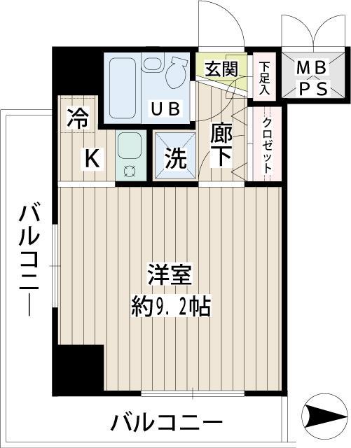 ビクセル川崎(1K/8階)の間取り写真