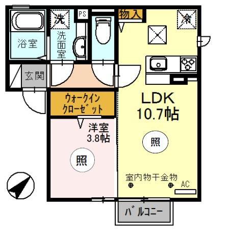 AITORアイトール(1LDK/2階)の間取り写真