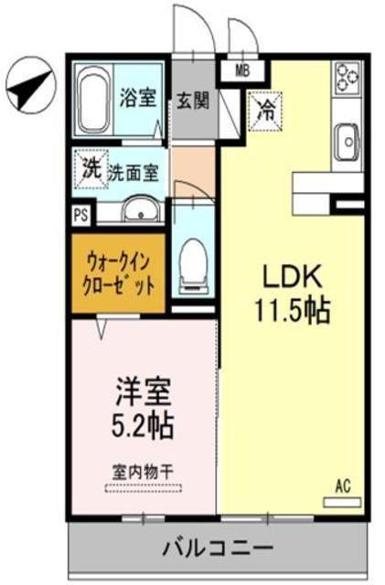 リヴェールII(1LDK/3階)の間取り写真