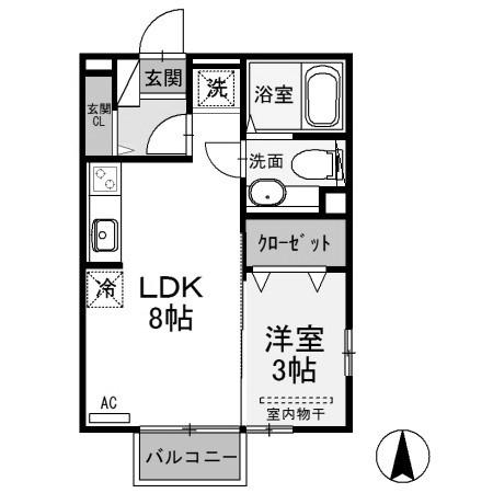 メゾン ソニア B(1LDK/2階)の間取り写真