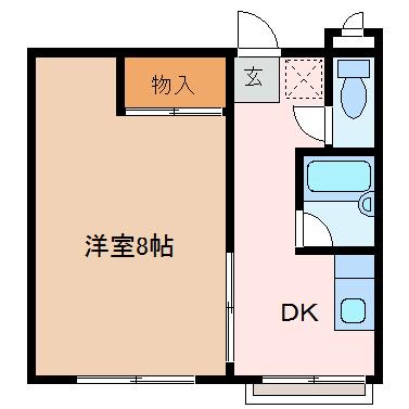 カーサ フォレスタ(1DK/2階)の間取り写真