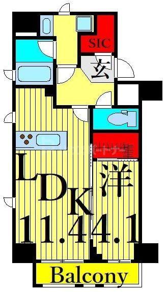 コンフォリア台東根岸(1LDK/5階)の間取り写真