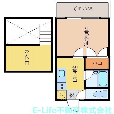 テラス帯山(1DK/2階)の間取り写真