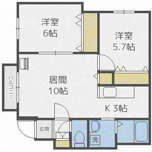 アンジェラスL・A(2LDK/4階)の間取り写真