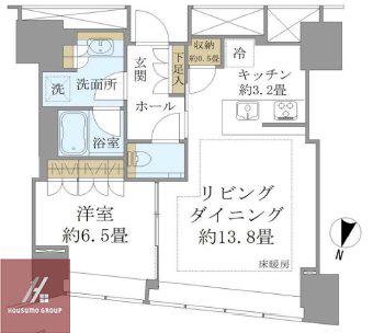 BRILLIA TOWER堂島(1LDK/6階)の間取り写真