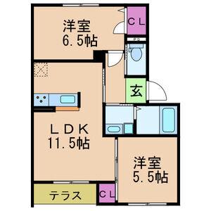 トマブルーム(2LDK/1階)の間取り写真