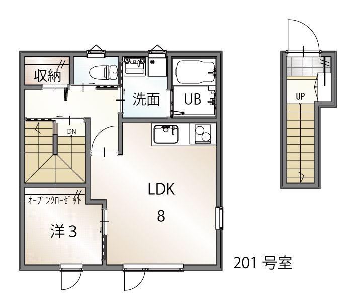 山猫荘(1LDK/2階)の間取り写真