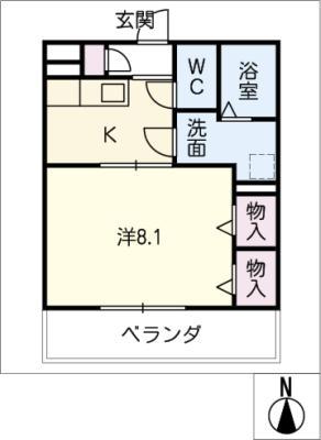 ビュート矢田(1K/3階)の間取り写真