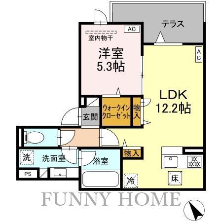 ASSET-COURT世田谷船橋(1LDK/1階)の間取り写真