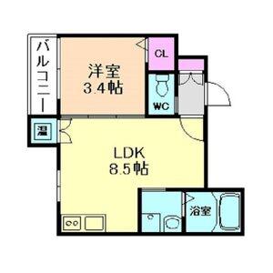 F ASECIA NOBILTA(1LDK/3階)の間取り写真