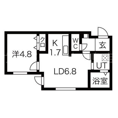 ペシェ東札幌(1LDK/1階)の間取り写真