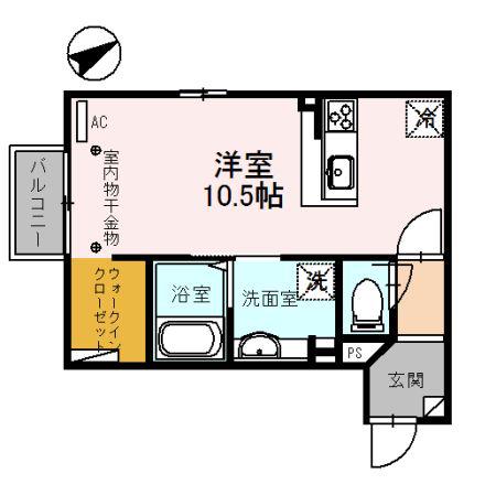 イルマーレ(ワンルーム/2階)の間取り写真