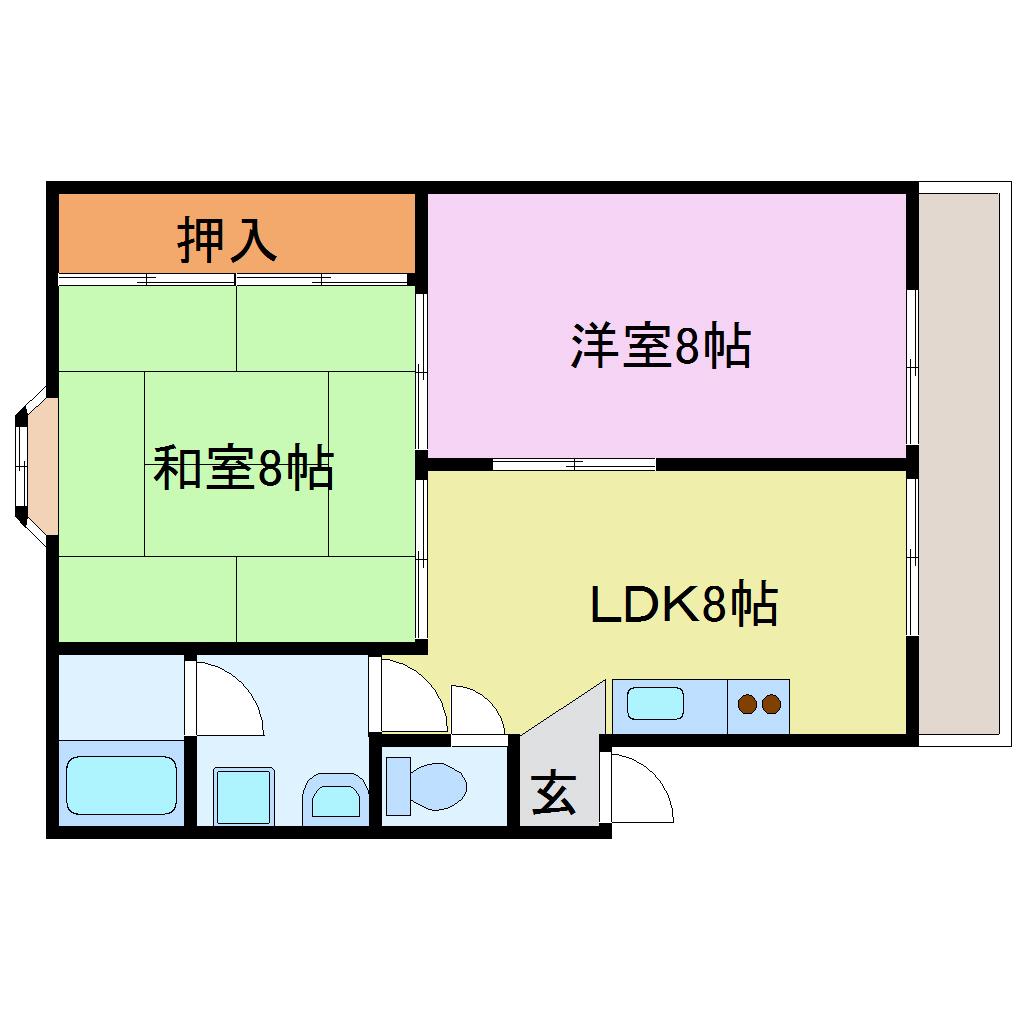 コーポラス桃山(2LDK/3階)の間取り写真