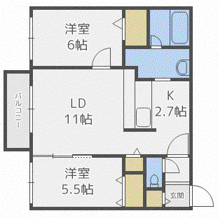 PUDEL NOAH 学園前(2LDK/4階)の間取り写真